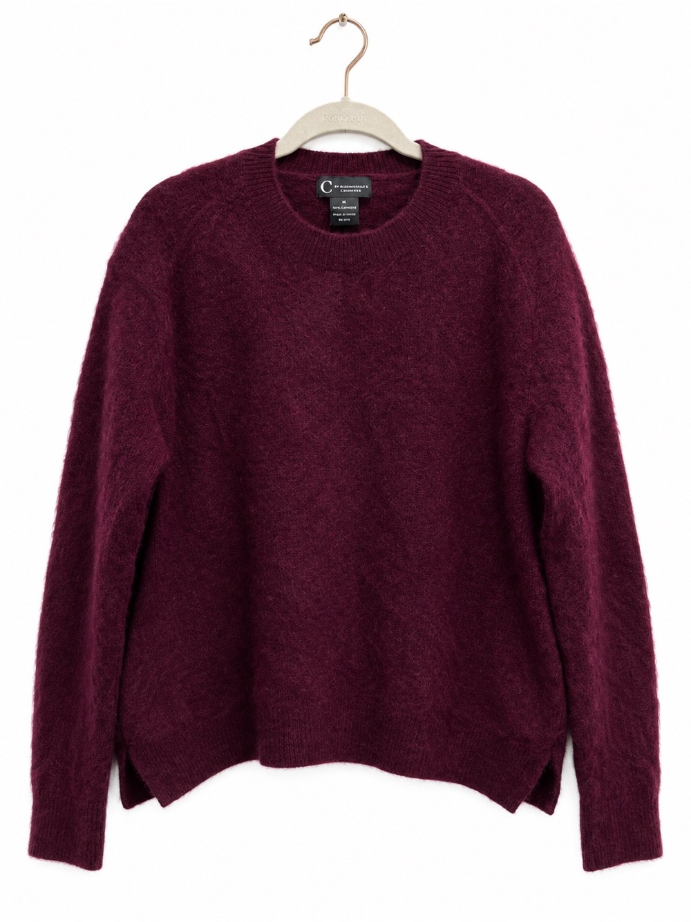 C by Bloomingdale’s 100% Cashmere Brushed Burgundy Sweater M